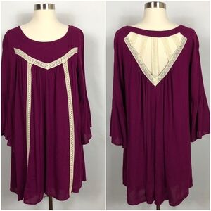 entro Purple Dress with Cream Crochet Detail